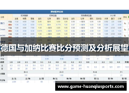 德国与加纳比赛比分预测及分析展望